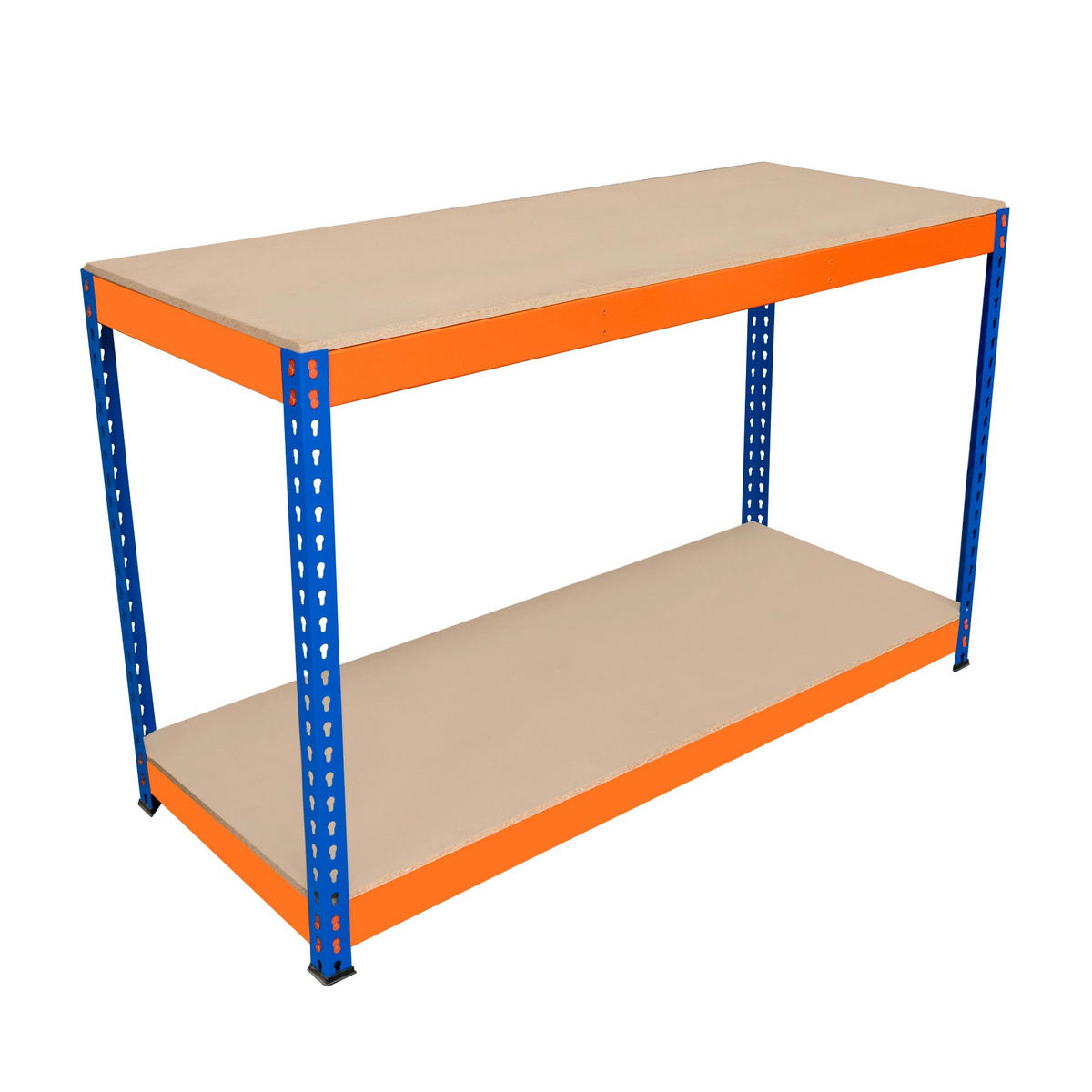 WERKBANK S-Rax 2-stufig - 150cm x 60cm x 90cm - Orange, Holzwerkstoff (150/90/60cm)