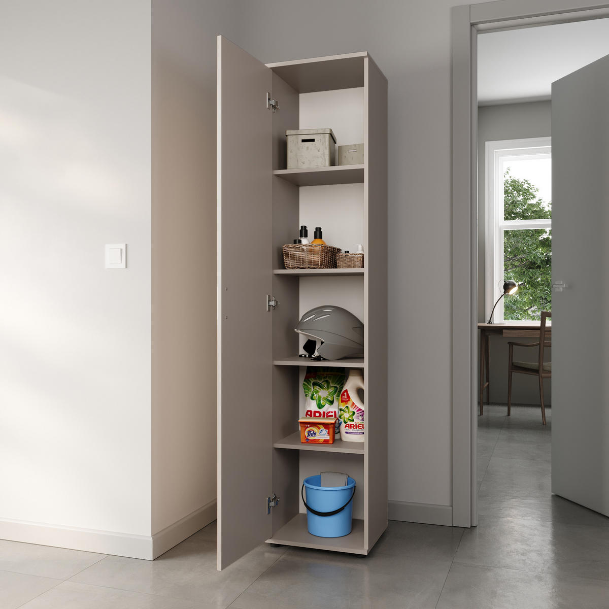 MEHRZWECKSCHRANK mit 1 Tür & 4 Einlegeböden in Kaschmir - Kaschmir, Holzwerkstoff (40/184/35cm) - Home Collective