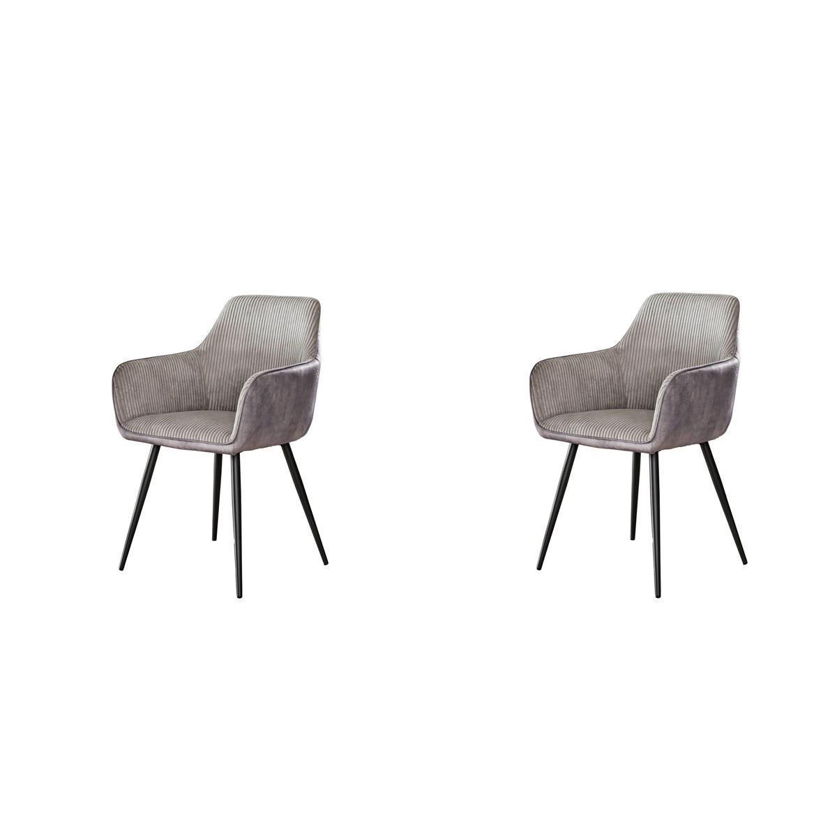 ESSZIMMERSTUHL Rib Grau 59/57/85 cm 2er-Set - Grau, Textil (57/85/59cm) - Hoyz Collection