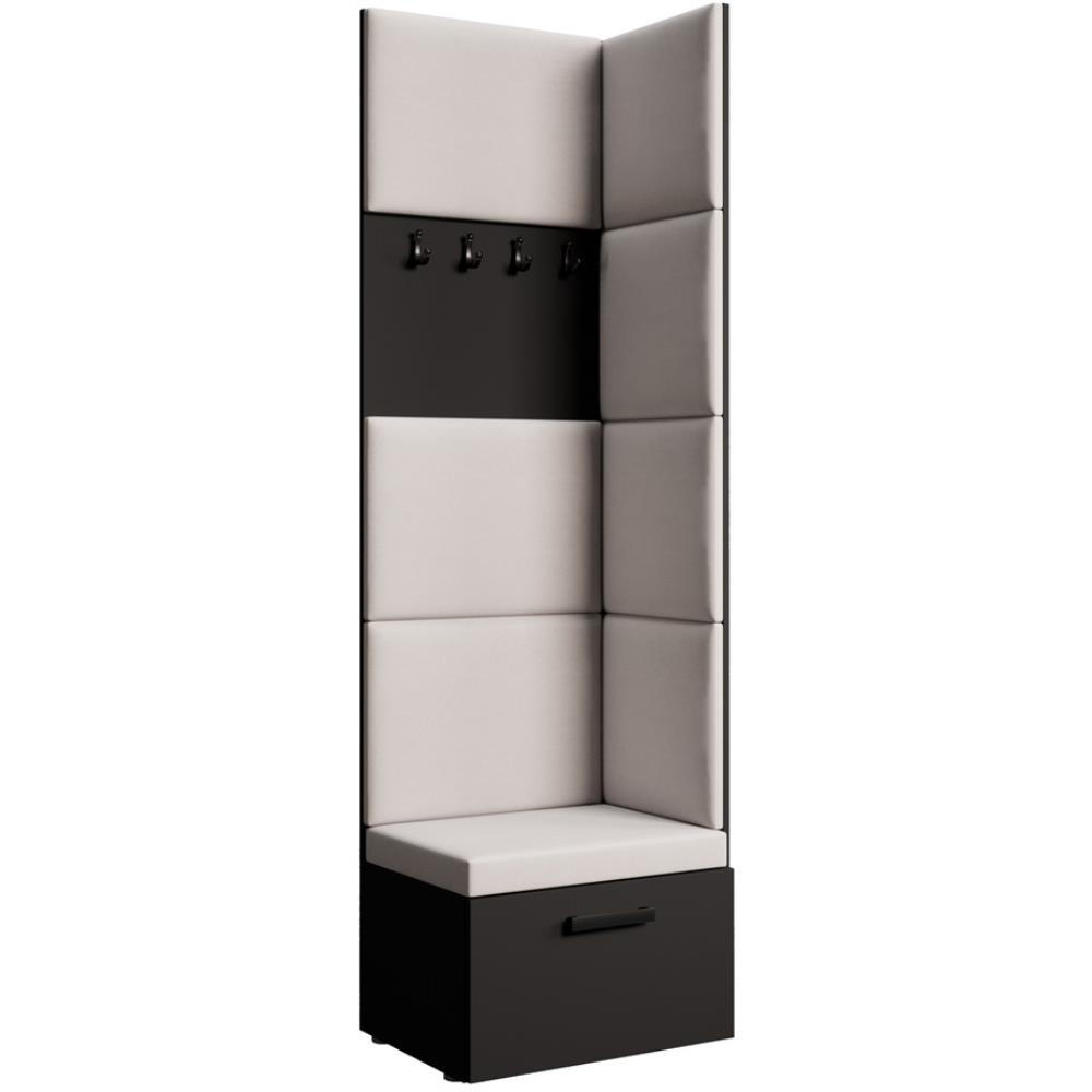 GARDEROBE Margaret V 81/203/43 mit gepolsterten Paneelen - Beige/Schwarz, Holzwerkstoff/Kunststoff (60/206.5/42cm) - Beautysofa