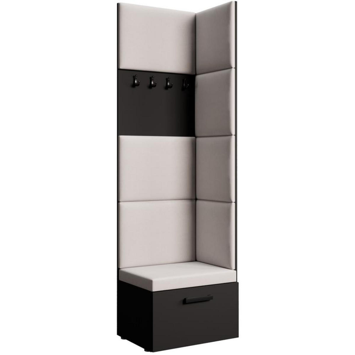 GARDEROBE Margaret V 81/203/43 mit gepolsterten Paneelen - Beige/Schwarz, Holzwerkstoff/Kunststoff (60/206.5/42cm) - Beautysofa