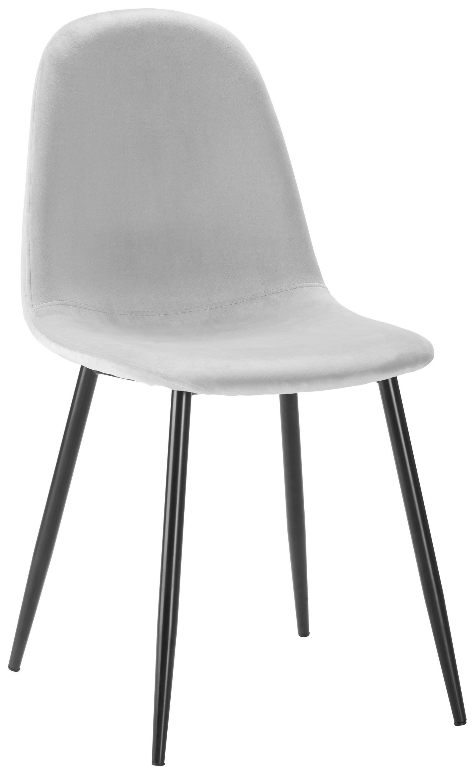 STUHL Lio Hellgrau Samt Gepolstert - Hellgrau, Holz (43/86/55cm) - Bessagi Home
