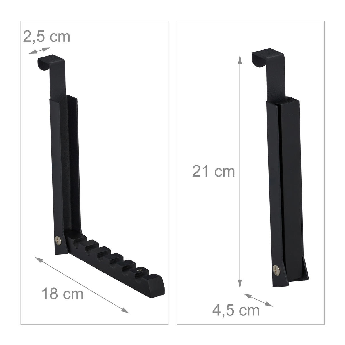 KLAPPHAKEN - Schwarz, Holz/Metall (2.5/21/18cm) - Relaxdays