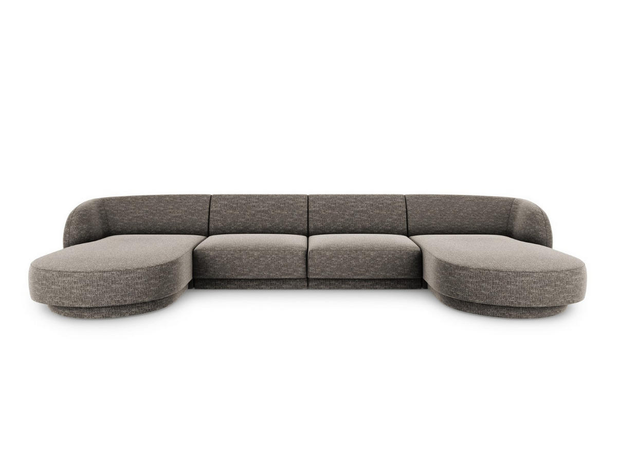 PANORAMASOFA Miley aus Chenille-Stoff grau 5 Sitzplätze - Grau, Textil (156/70/330cm) - Micadoni