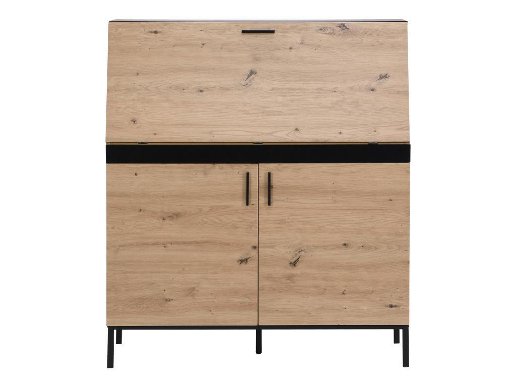 SCHREIBTISCH mit 2 Türen - MDF - Naturfarben & Schwarz - MALEDA - Naturfarben, Holz (100/40/115cm) - Vente-Unique
