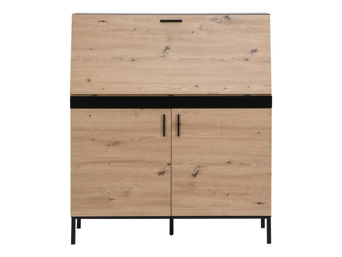SCHREIBTISCH mit 2 Türen - MDF - Naturfarben & Schwarz - MALEDA - Naturfarben, Holz (100/40/115cm) - Vente-Unique