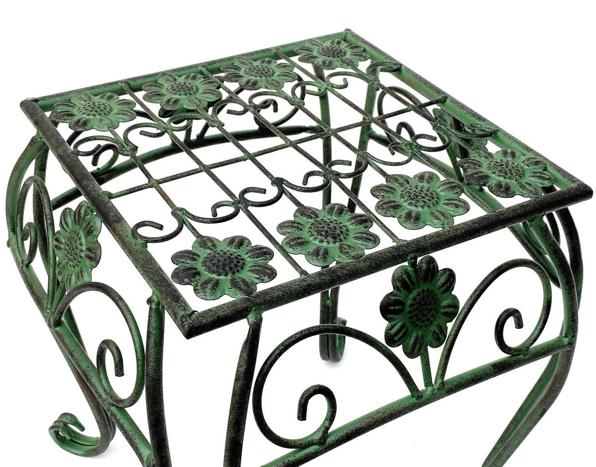 BLUMENHOCKER eckig Metall Grün 29,5/29,5/32 cm - Grün, Metall (29.5/32/29.5cm) - DanDiBo