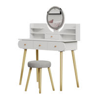 SCHMINKTISCH Edda Weiß 100 cm mit LED-Spiegel und Hocker - Weiß, Holzwerkstoff (100/130/40cm) - Vicco
