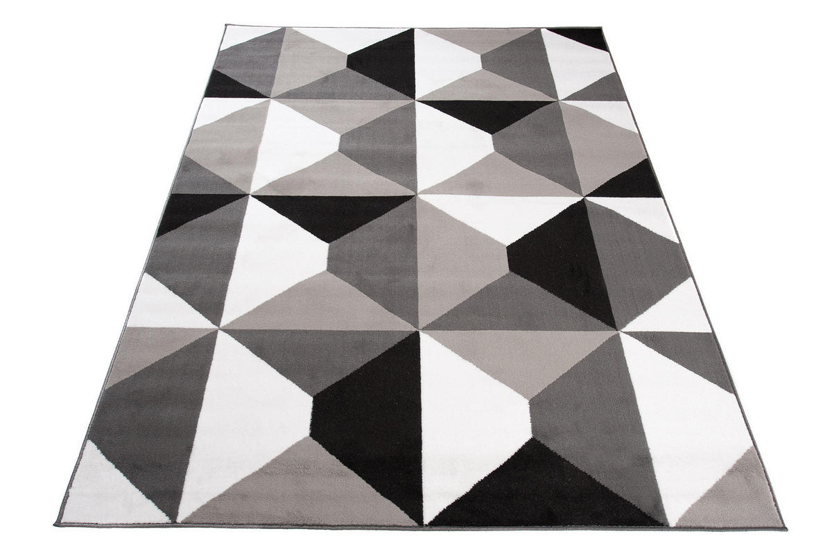 TEPPICH MAYA Grau Vierecke Geometrisch Figuren 130/190 cm - Grau, Textil (130/190cm) - Tapiso
