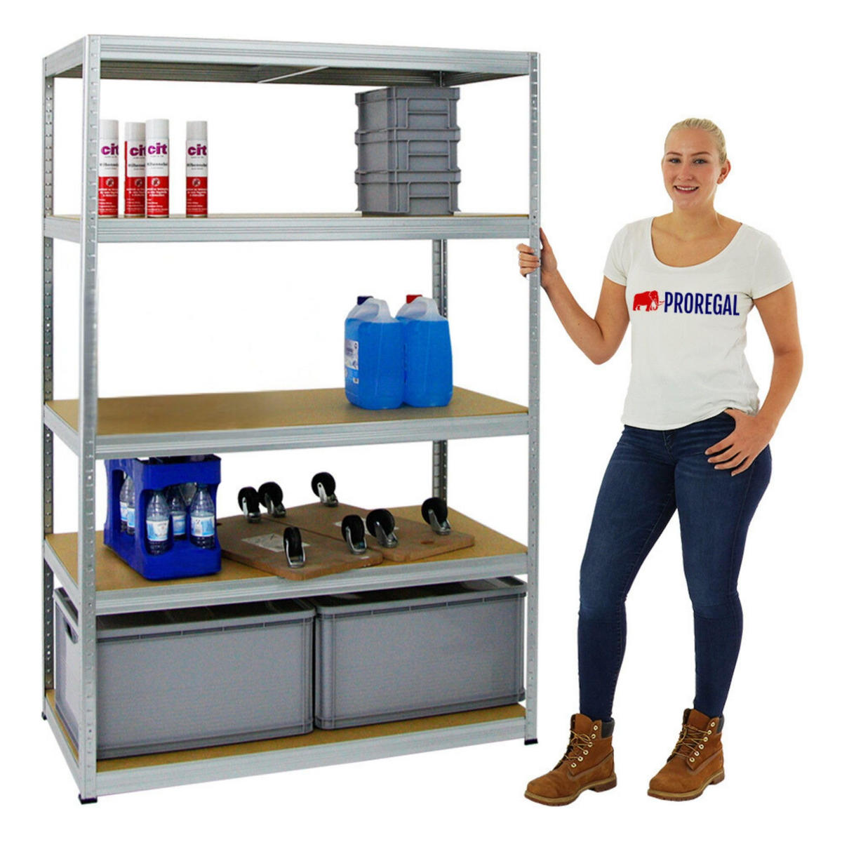 SCHWERLASTREGAL Big Elephant M 180x120x60 cm Fachlast 250 kg Verzinkt - Silberfarben, Metall (120/180/60cm) - PROREGAL