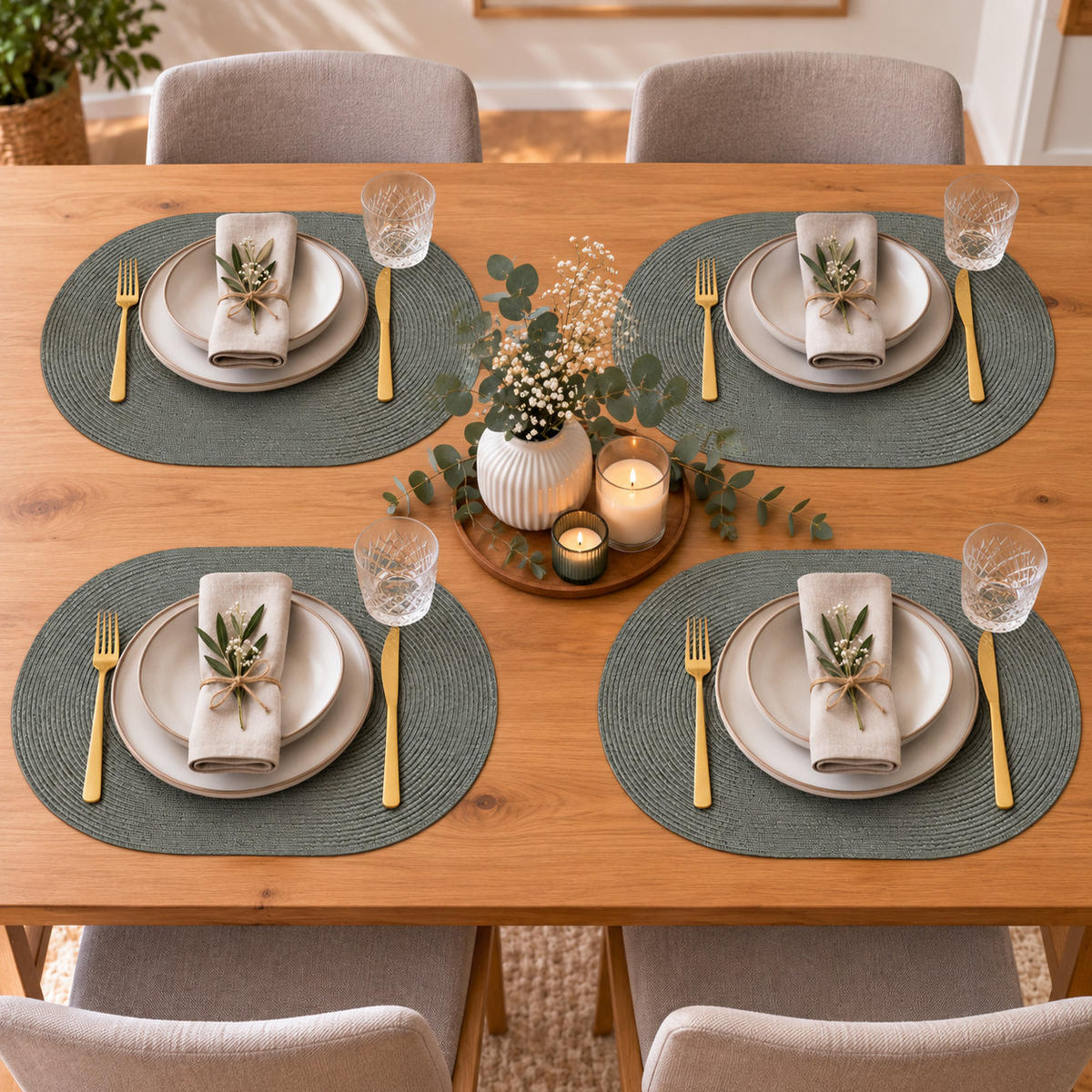 PLATZSET 4er Set Polypro Grau 45/30 cm - Grau, Kunststoff (30/45cm) - TiborTex
