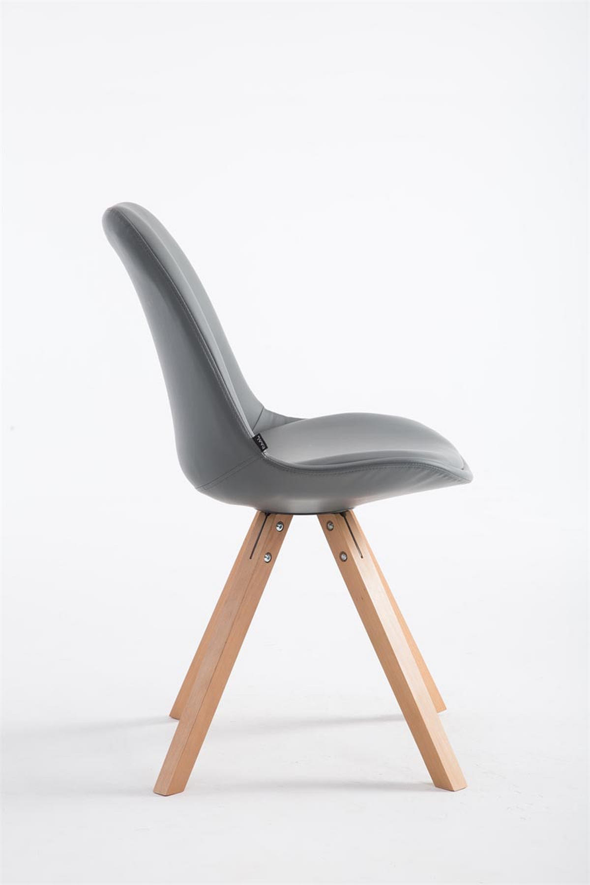 STUHL Lederlook grau - Eukalyptusholzfarben/Grau, Holz/Textil (47.5/83.5/55.5cm) - CLP