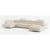 WOHNLANDSCHAFT MONTIVA Creme Boucle-Stoff mit Schlaffunktion - Creme, Holz (410/89/190cm) - MASSENO