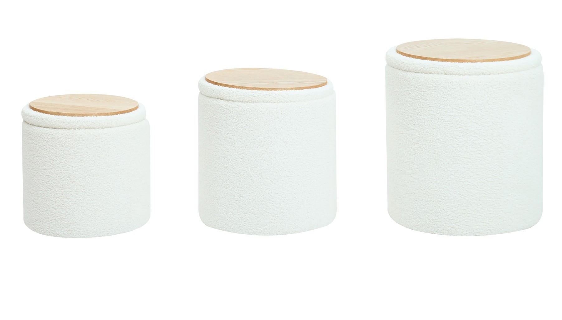POUF Wolle Weiß 3er Set - Weiß, Textil (37/42/37cm) - Nordlys