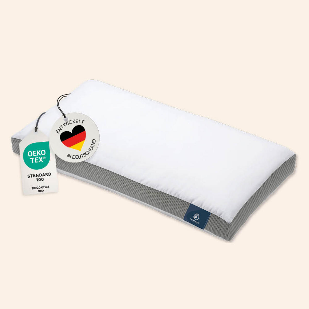 KOPFKISSEN kühlend COOL HEAD, Nackenstützkissen, 40x80 mit 6cm Aussensteg, Rücken- & Seitenschläfer - Weiß, Textil (40/80cm) - casimum