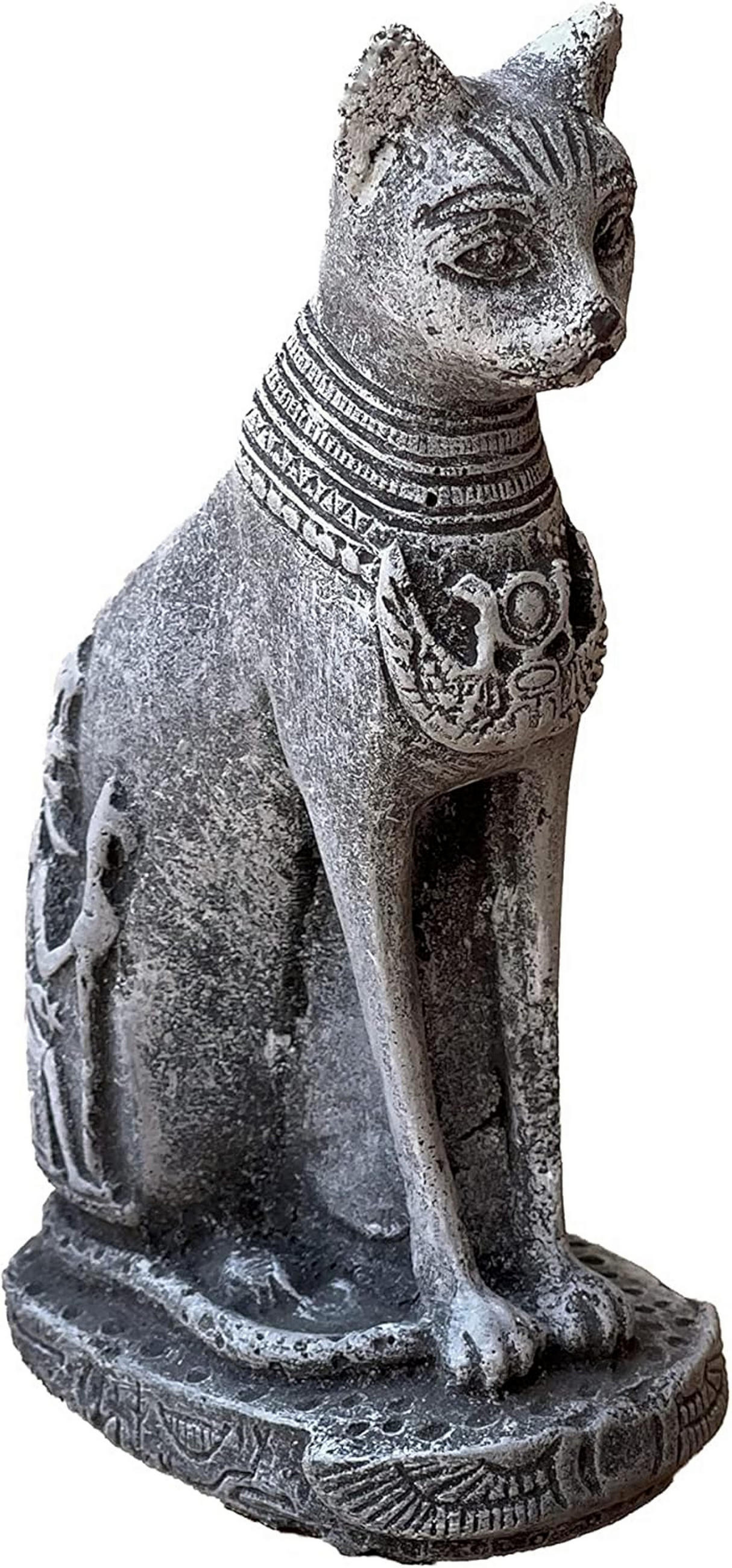 STEINFIGUR kleine Katze Bastet Göttin frostfest Steinguss - Grau, Stein (4/12/6cm) - stoneandstyle