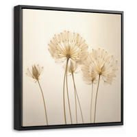 LEINWAND Bilder mit Rahmen - Sonnenlicht - Löwenzahn - Botanisch - Blumen - 20x20 - Creme, Textil (20/20cm) - MuchoWow