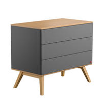 KOMMODE mit 3 Schubladen und Gestell aus Eiche L100 cm - Nature - Grau, Holzwerkstoff (58/86.5/100cm) - Calicosy