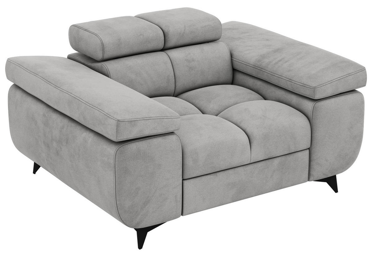 SESSEL NIDELLO - Hellgrau Velvet - Hellgrau/Schwarz, Textil/Metall (130/70/97cm) - MKS