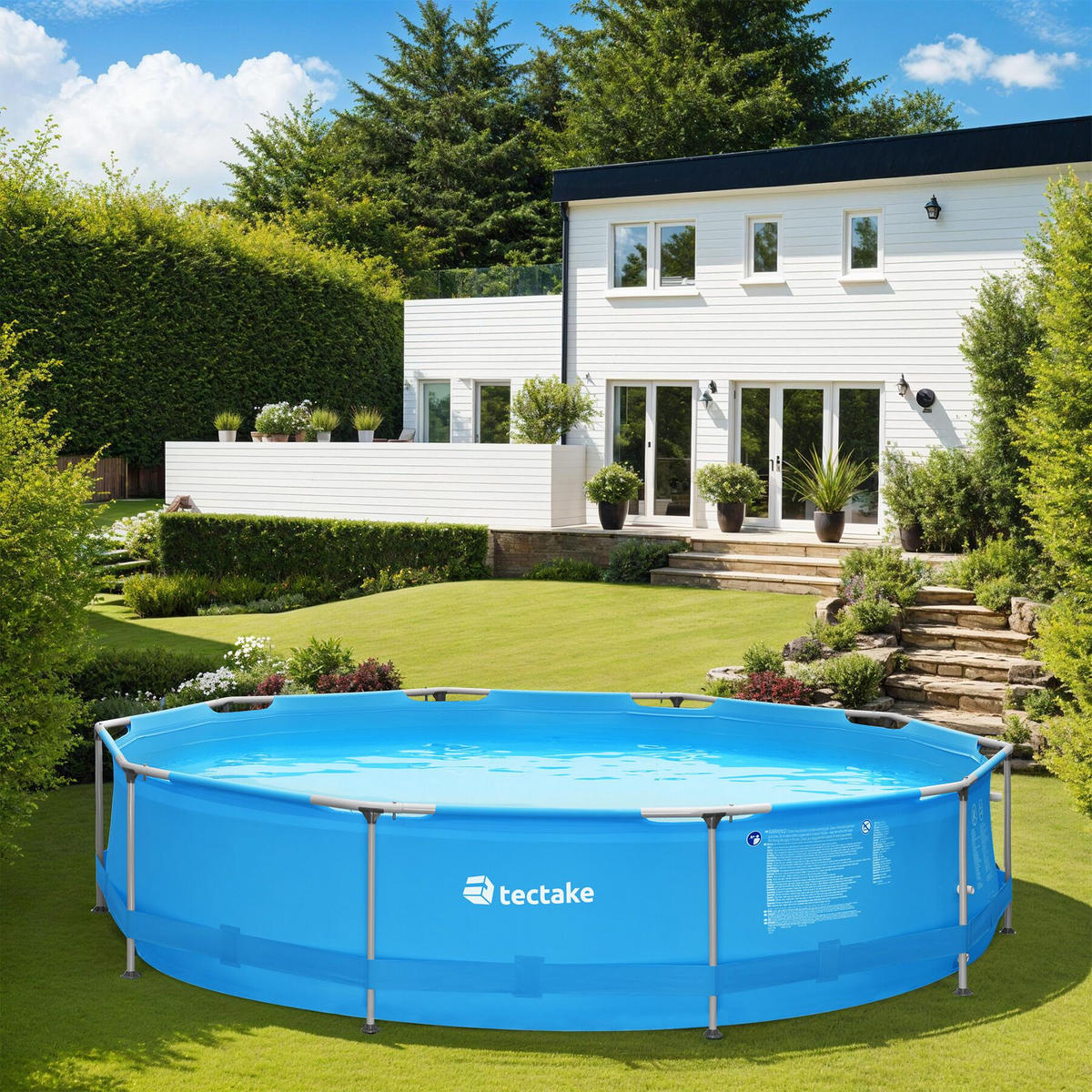 SWIMMING POOL Summertime,360 x 76 cm,blau - Blau, Kunststoff (360/76/360cm) - tectake