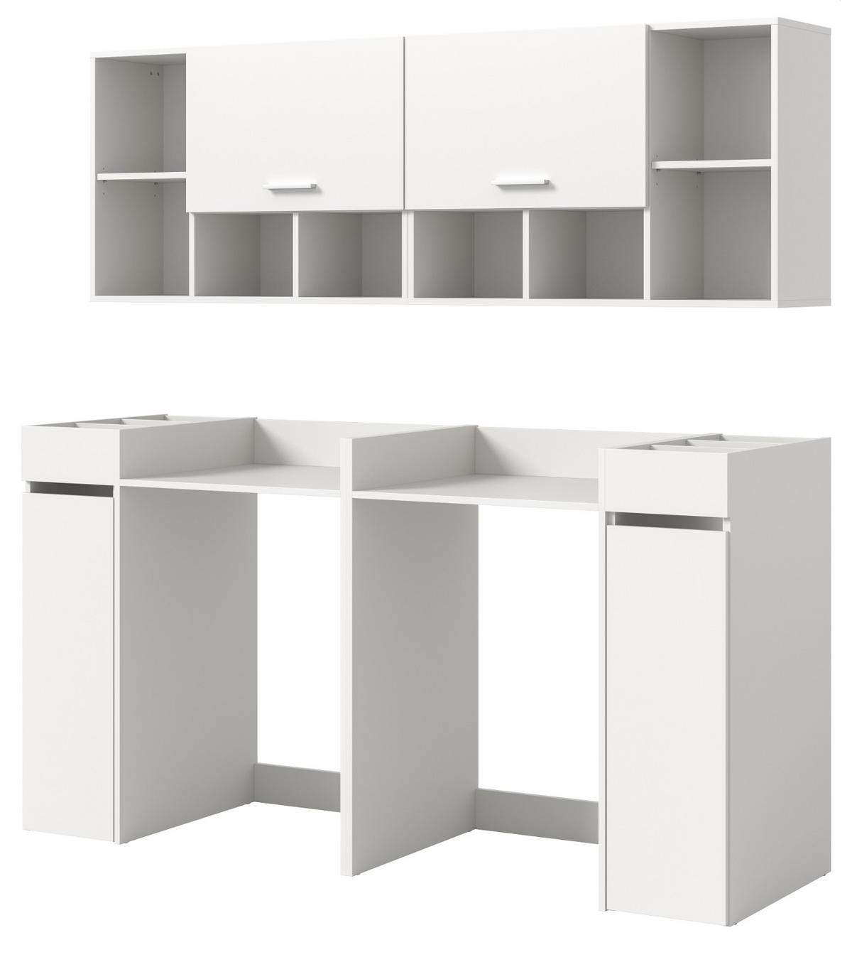 WASCHMASCHINENSCHRANK weiß Set 6-teilig 190 cm, Waschmaschinenumbau mit Stauraum - Silberfarben/Weiß, Glas/Holzwerkstoff (190/195/60cm) - Inn.Furn