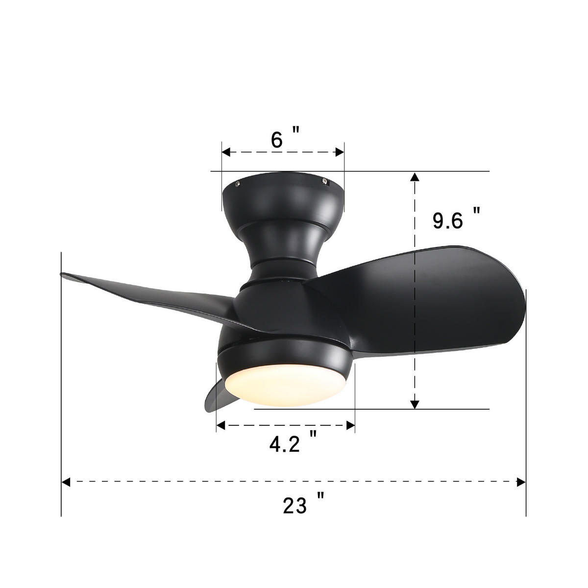DECKENVENTILATOR DE-16316 58 cm mit 3-Farben-LED & Timer Schwarz - Schwarz, Kunststoff (58.4/58.4/27.1cm) - ComfortXL