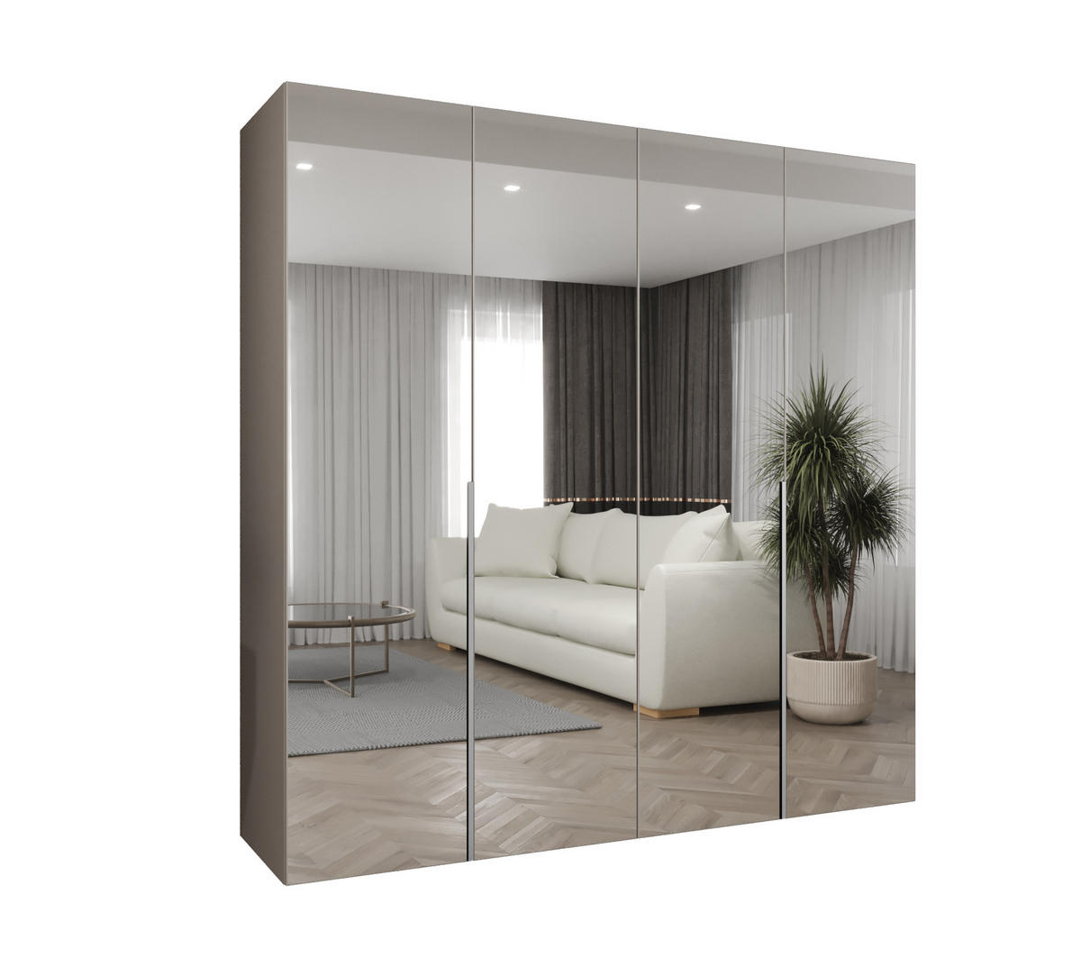 DREHTÜRENSCHRANK 202/200/52 4-türig - Kaschmir, Holz (200/202/52cm) - Abiks Möbel