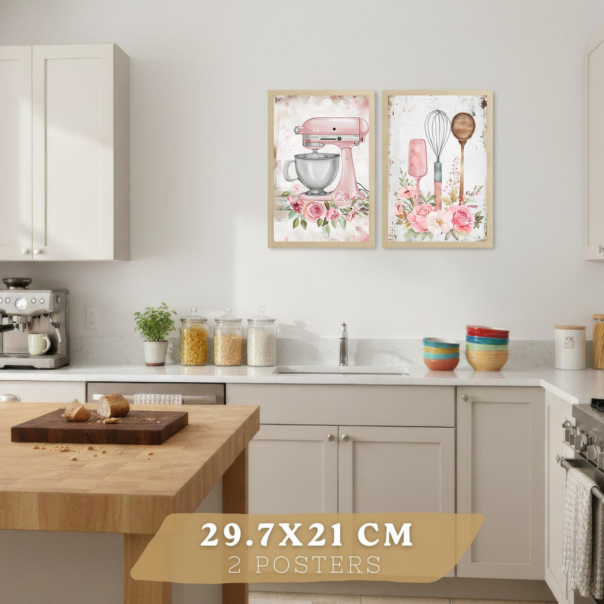 PLAKAT Sada 4 Pečení A4 bez rámu - čirá, papír (29.7/1/21cm) - Nacnic