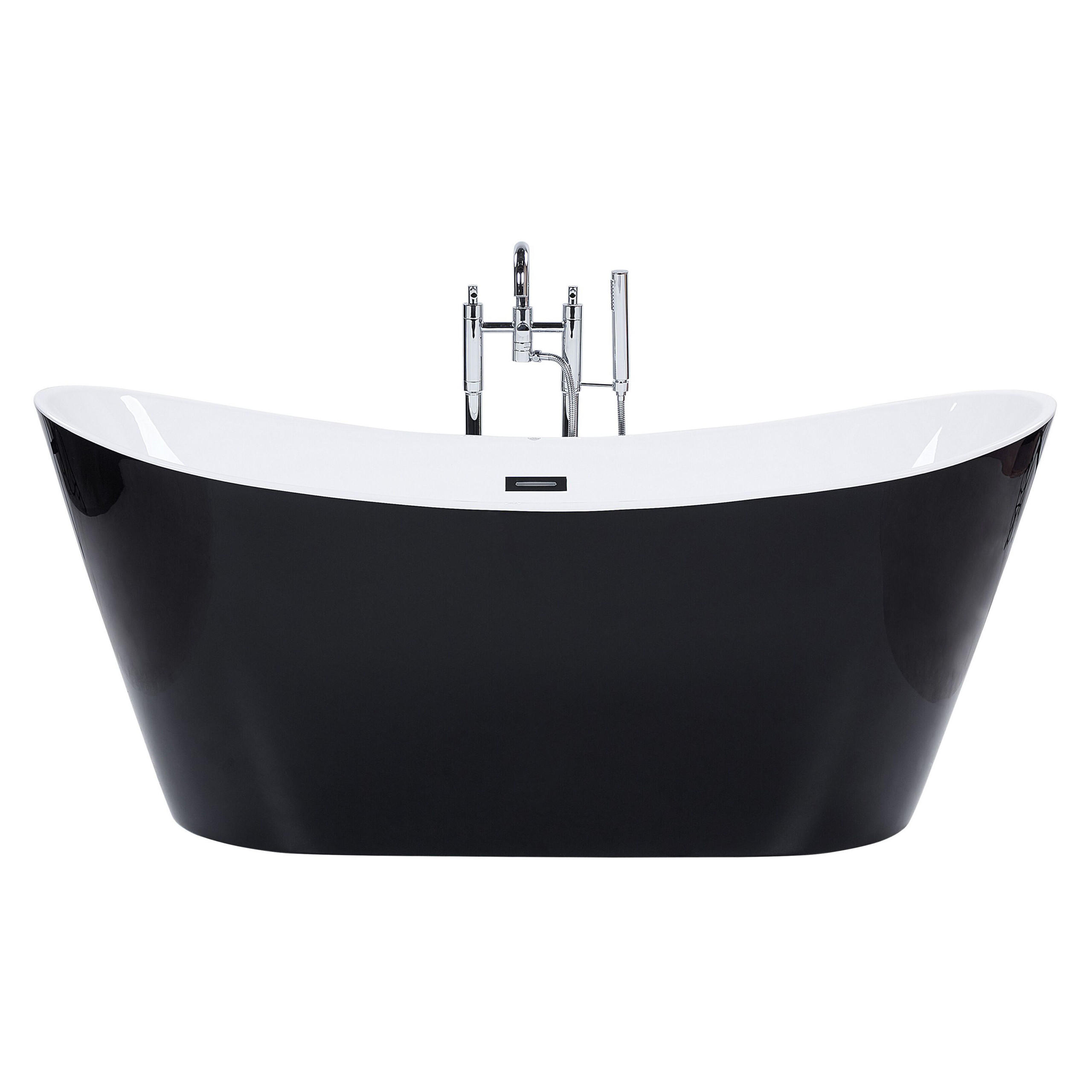 BADEWANNE FREISTEHEND 76x160x72 cm schwarz Antigua - Schwarz, Kunststoff (76/72/160cm) - Beliani