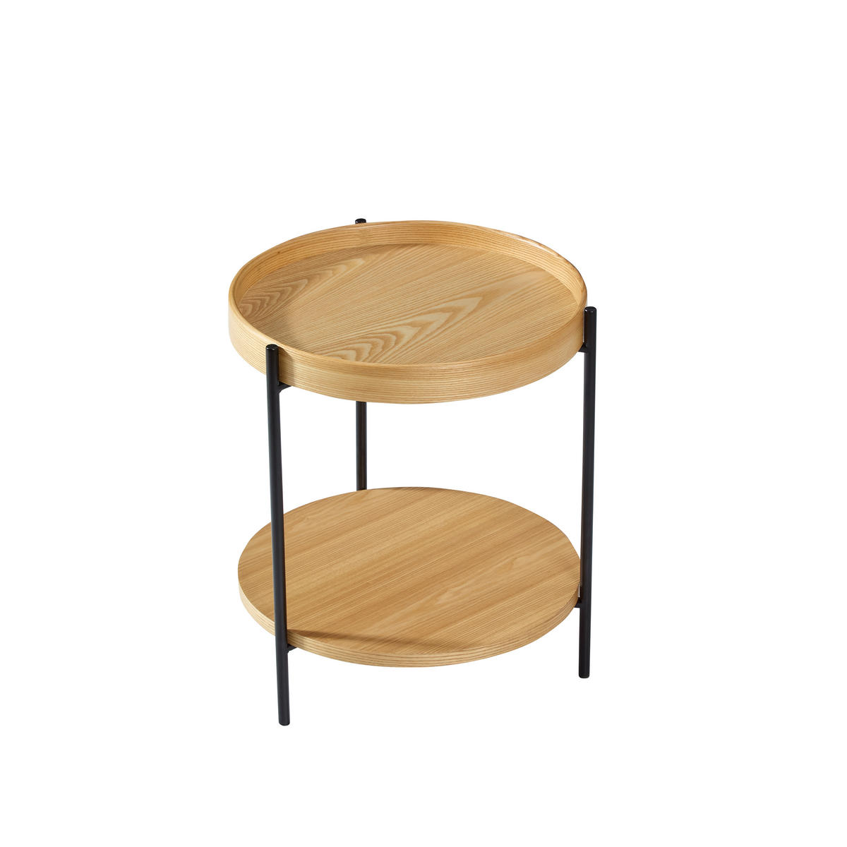 COUCHTISCH-SET 50/50/14 cm Natur aus Massivholz & MDF mit 2 Ebenen - Naturfarben, Holzwerkstoff (50/50/48cm) - OKWISH