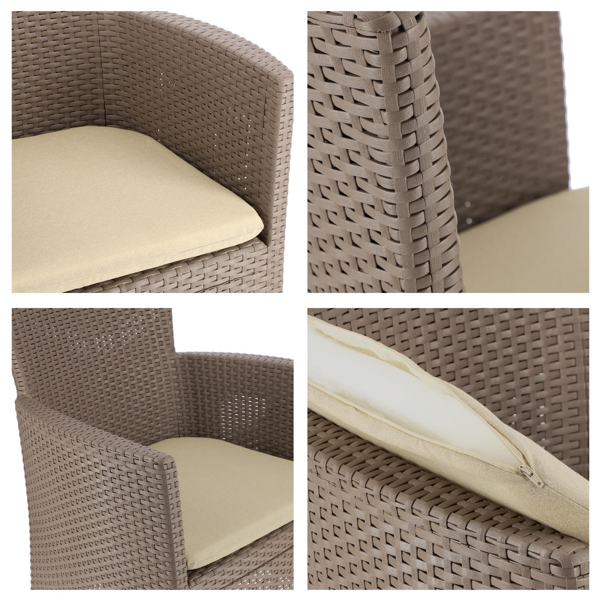 GARTENMÖBEL-SET 2 Stühle + Tisch, beige - Beige, Kunststoff (60/62cm) - KADAX