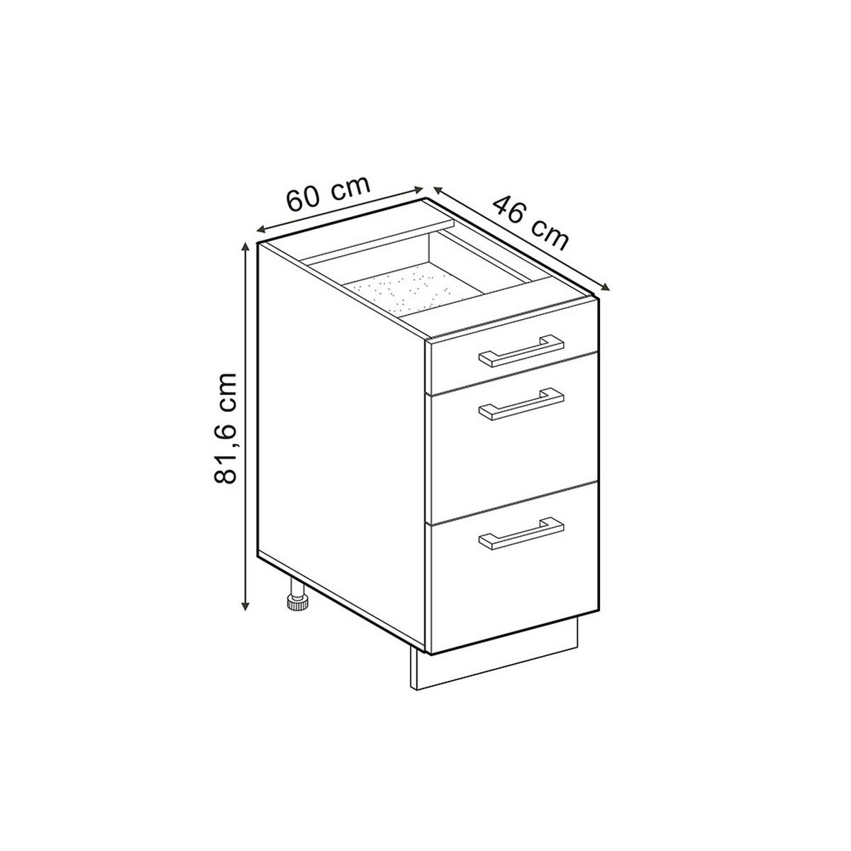 KÜCHENUNTERSCHRANK R-Line Artisan-Eiche 60 cm mit Schubladen, AP Eiche - Anthrazit/Eiche Artisan, Holzwerkstoff (60/81.6/60cm) - Vicco