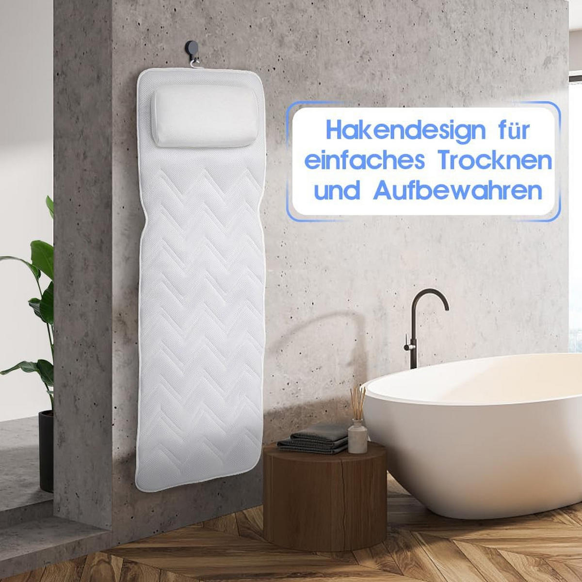 BADEWANNENKISSEN , Badematte mit Kissen - Weiß, Textil (41/126cm) - BELZ