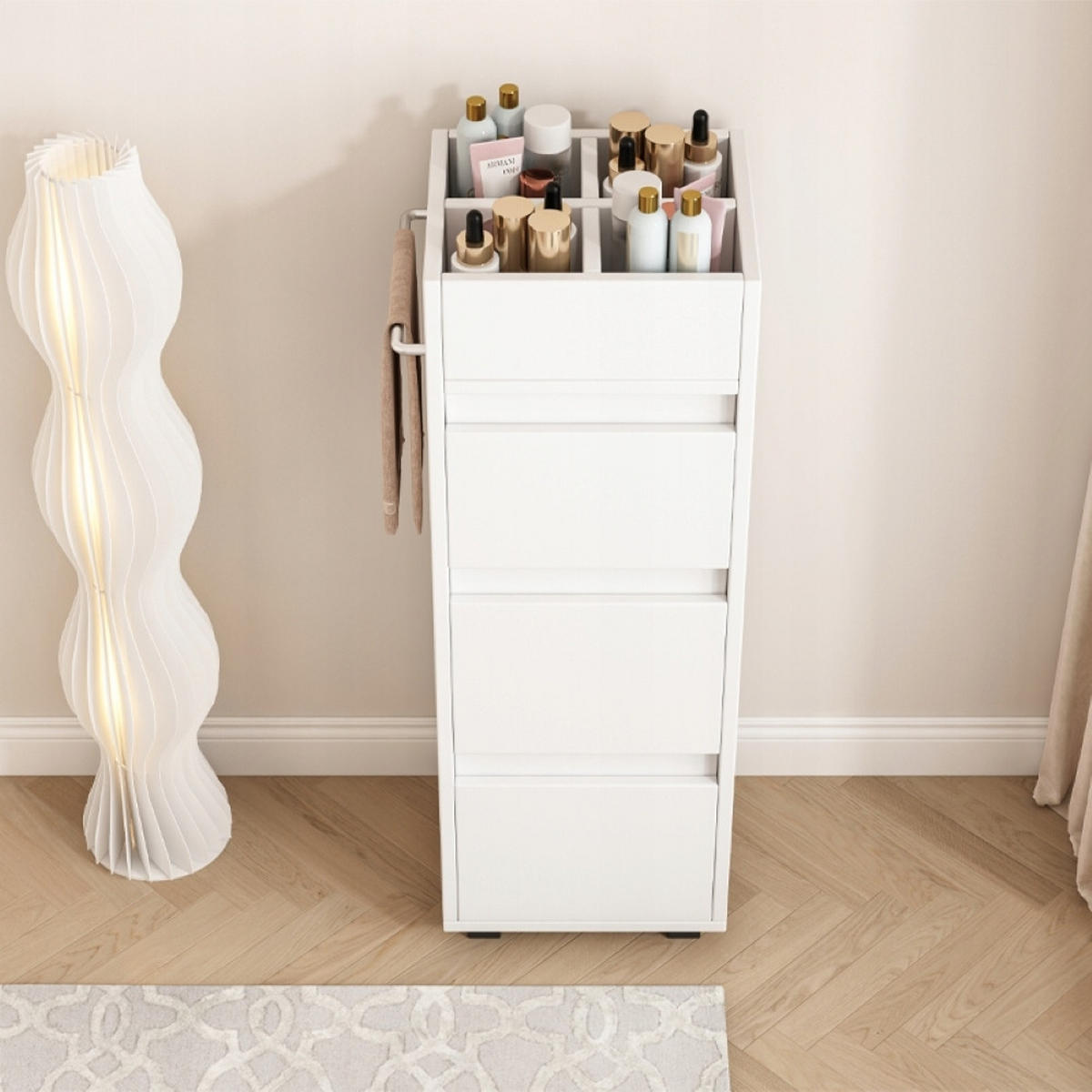 BADEZIMMERREGAL - Weiß, Holzwerkstoff (33/90/30cm)