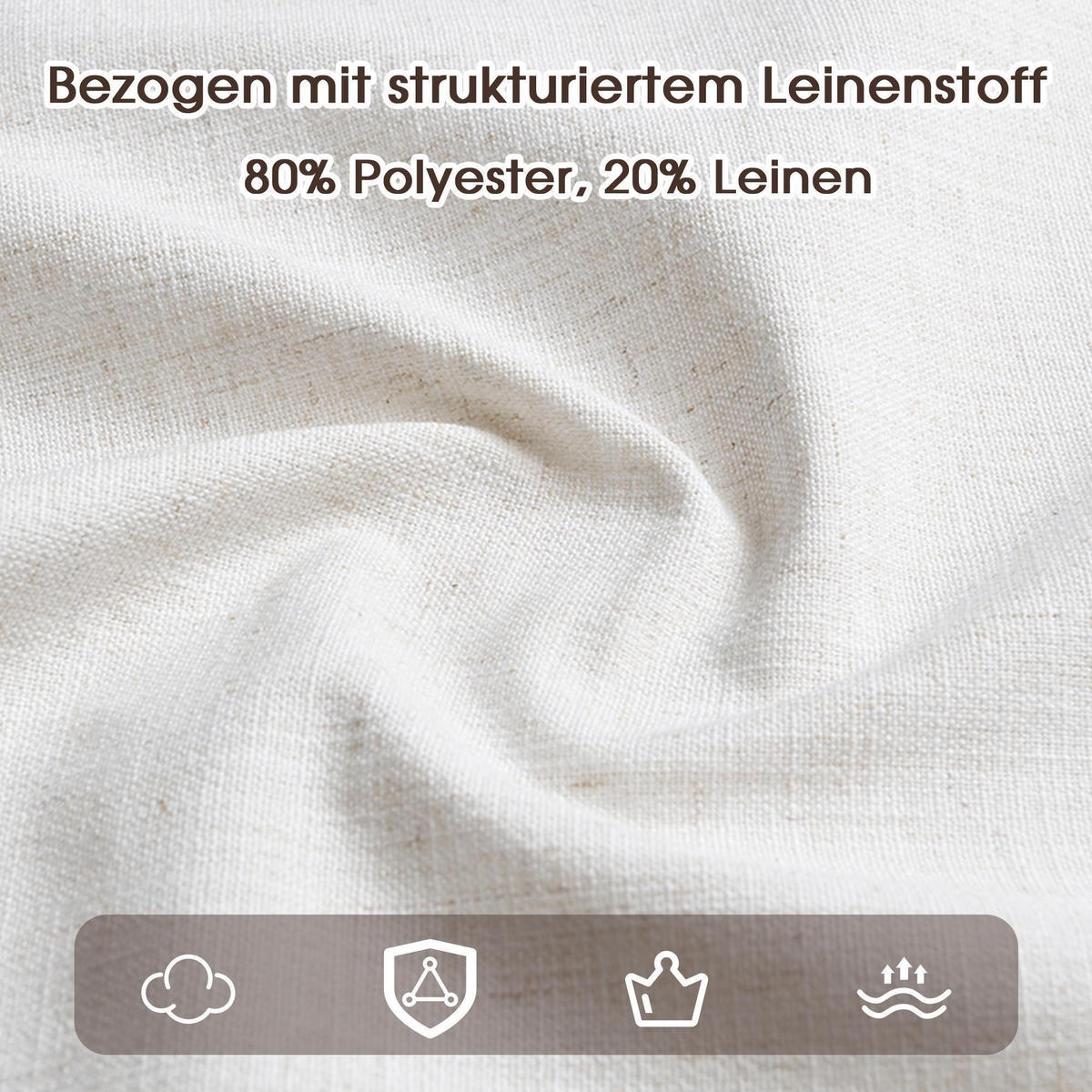 ARMLEHNSTUHL 6 Stück in Leinenstoff, Walnussholzfarbe - Walnussfarben, Holz/Textil (60.5/78.5/57.5cm) - KOMHTOM