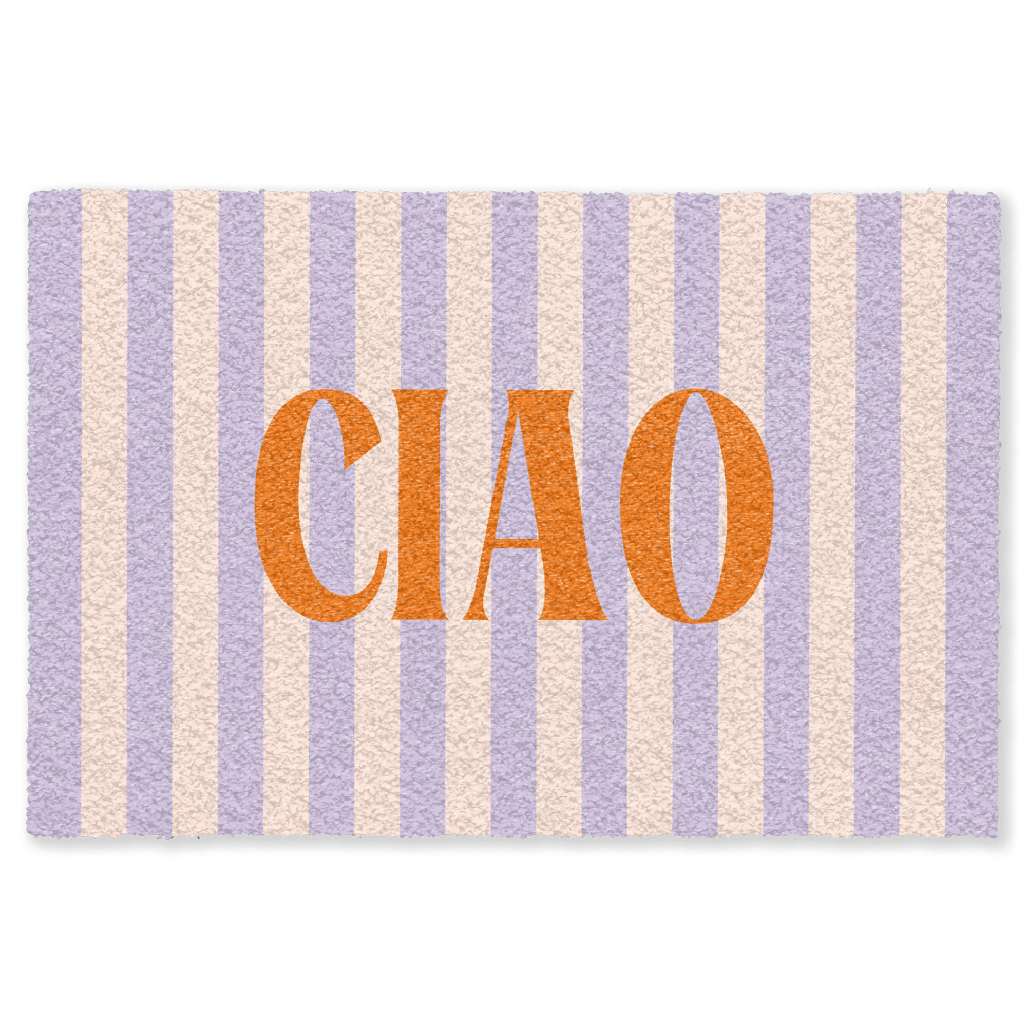 FUSSMATTE Ciao - Zitat - Pastell - Streifen Schmutzfangmatte 120x80 cm - Flieder, Kunststoff/Textil (120/0.4cm) - MuchoWow