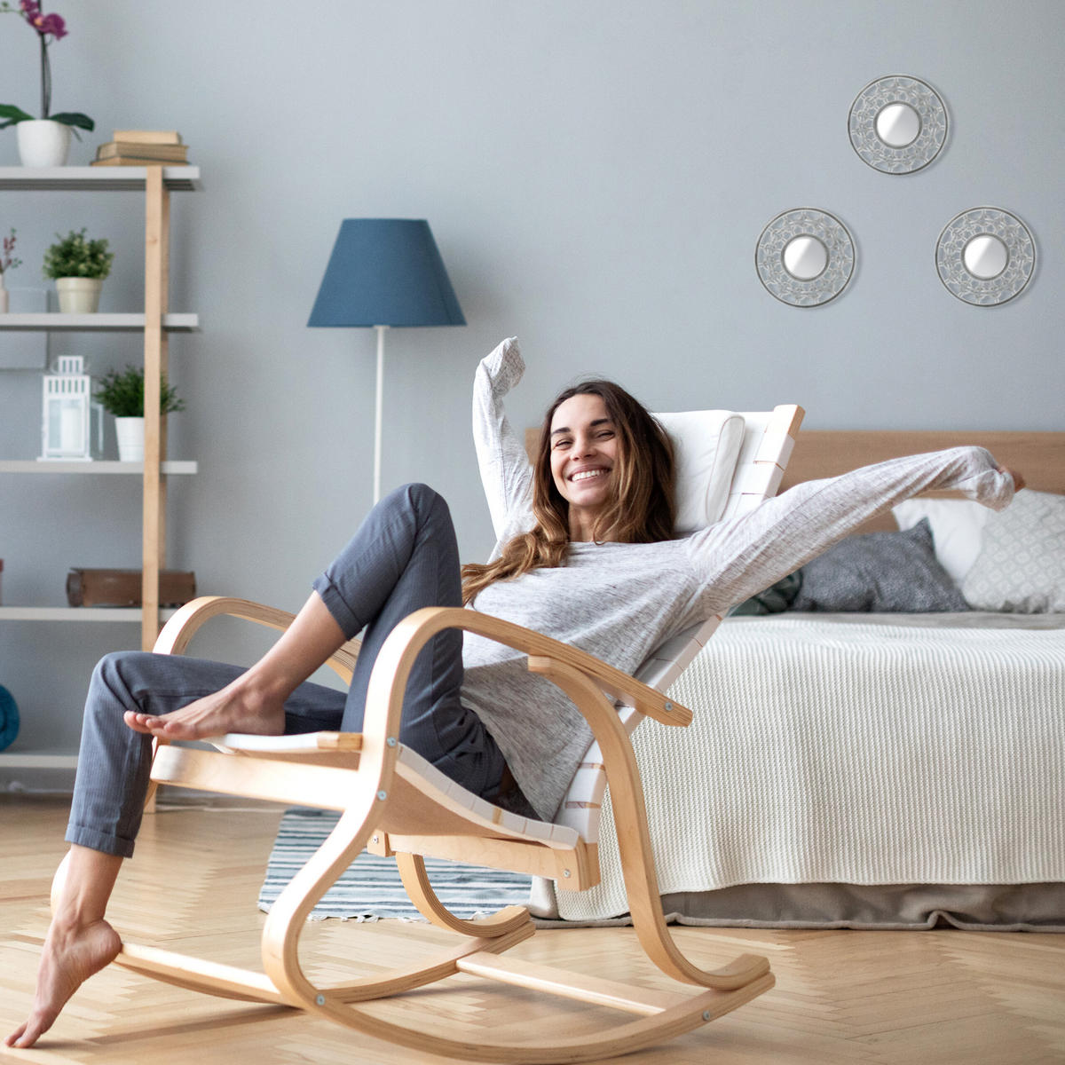 3XZRKADLÁ - strieborná, plast/sklo (25/25/1.5cm) - Relaxdays