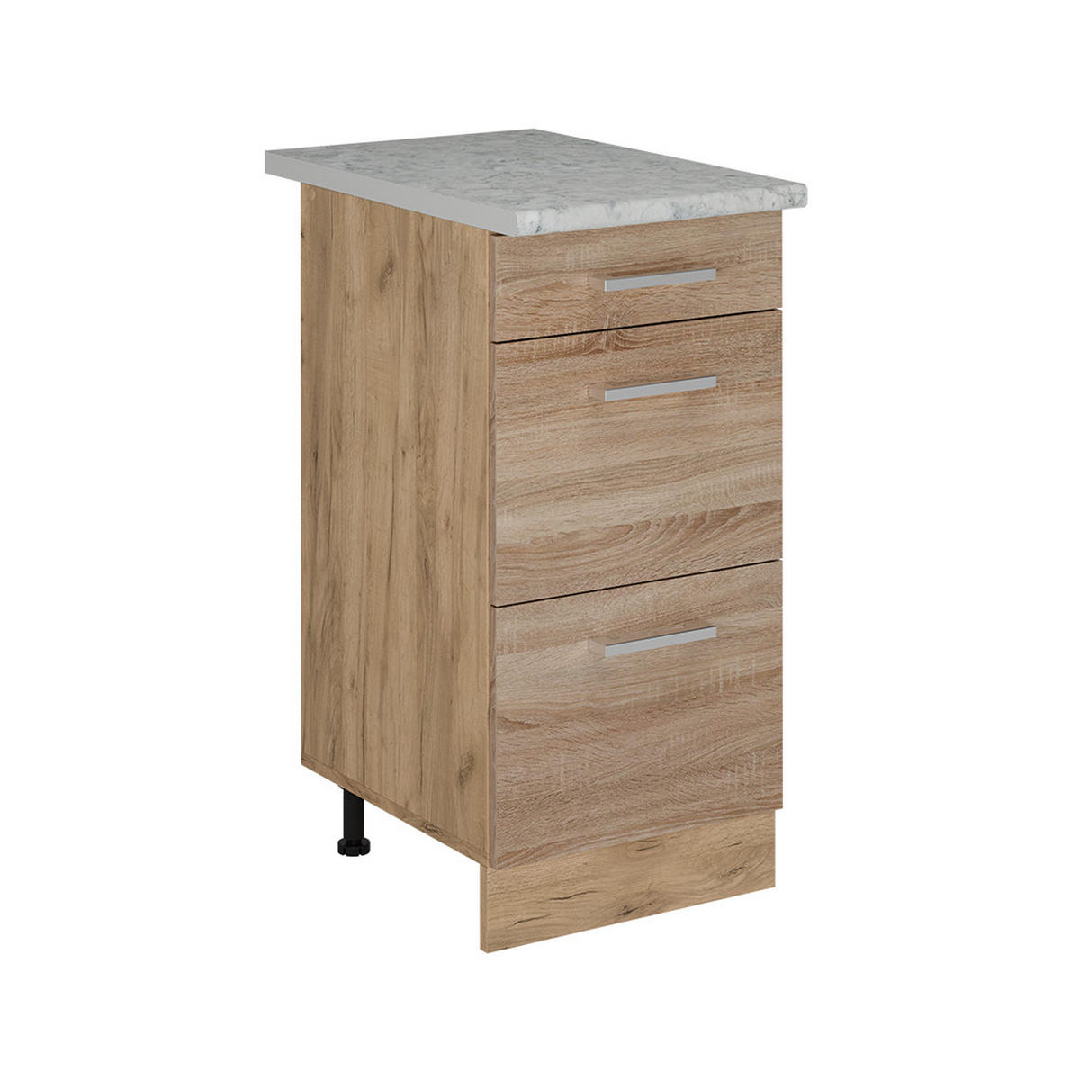 KÜCHENUNTERSCHRANK R-Line Sonoma 40 cm mit Schubladen, AP Marmor - Honigeiche/Eiche Wotan, Holzwerkstoff (40/81.6/60cm) - Vicco