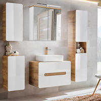 BADMÖBEL-SET 5-TLG. Luton-56 - Weiß, Holzwerkstoff (180/200/46cm) - Lomado