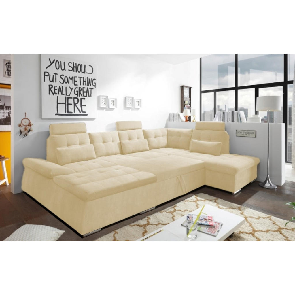 Thumbnail - ed exciting design Wohnlandschaft, Beige, Textil, 5-Sitzer, U-Form,L-Form, 219x103x324 cm, Wohnzimmer, Sofas & Couches, ...