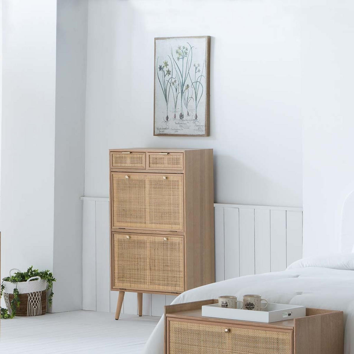 SCHUHREGAL aus Holz und Netz, Braun, 70x32x120 - Braun, Holz (70/32/120cm) - Wanderlust