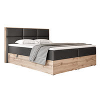 BOXBETT LAVIO 160/200 cm, in Schwarz, mit Matratze und Topper - Schwarz, Holzwerkstoff/Textil (160/200cm) - Idohome
