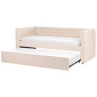 DAGBÄDD beige 90-200 cm Gassin - Beige, Trä/Textil (90/200cm) - Beliani