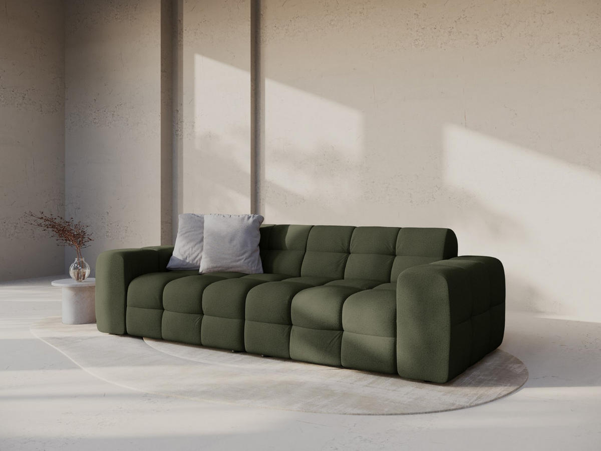 SOFA Kendal aus strukturiertem Stoff amazonasgrün 4 Sitzplätze - Waldgrün, Textil (255/79/103cm) - Micadoni