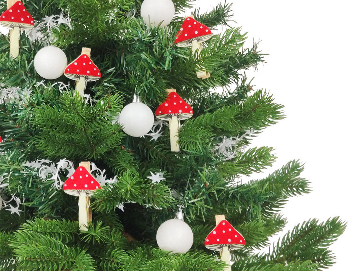 WEIHNACHTSORNAMENTE 12er-Set Ornamente silber mit Glitzer 4 cm - Silberfarben, Kunststoff (4/4/4cm) - LAALU
