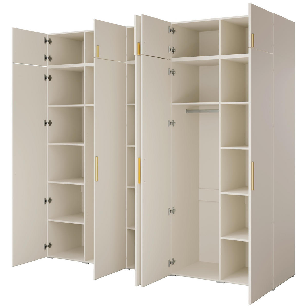 DREHTÜRENSCHRANK mit Aufsatz Napoli 5D 250 Kaschmir (schwarzer oder goldener Griff) - Kaschmir/Silberfarben, Holzwerkstoff/Kunststoff (250/35/60cm) - mzm24