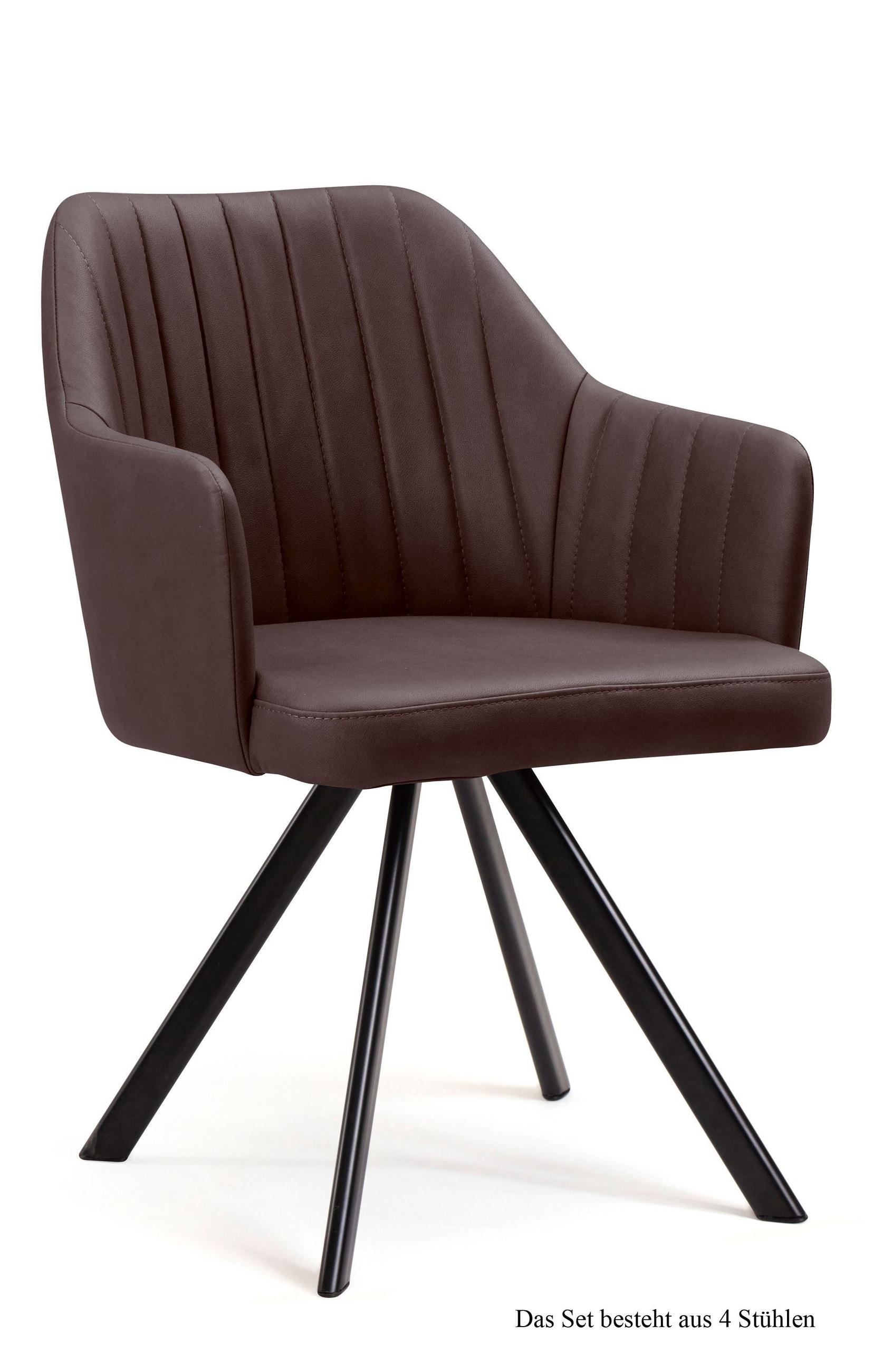 ARMLEHNSTUHL drehbar (4er-Set) Dhana 58x81x60 Schwarz/Braun - Schwarz/Braun, Kunststoff (60/81/58cm) - 58aufmkessel