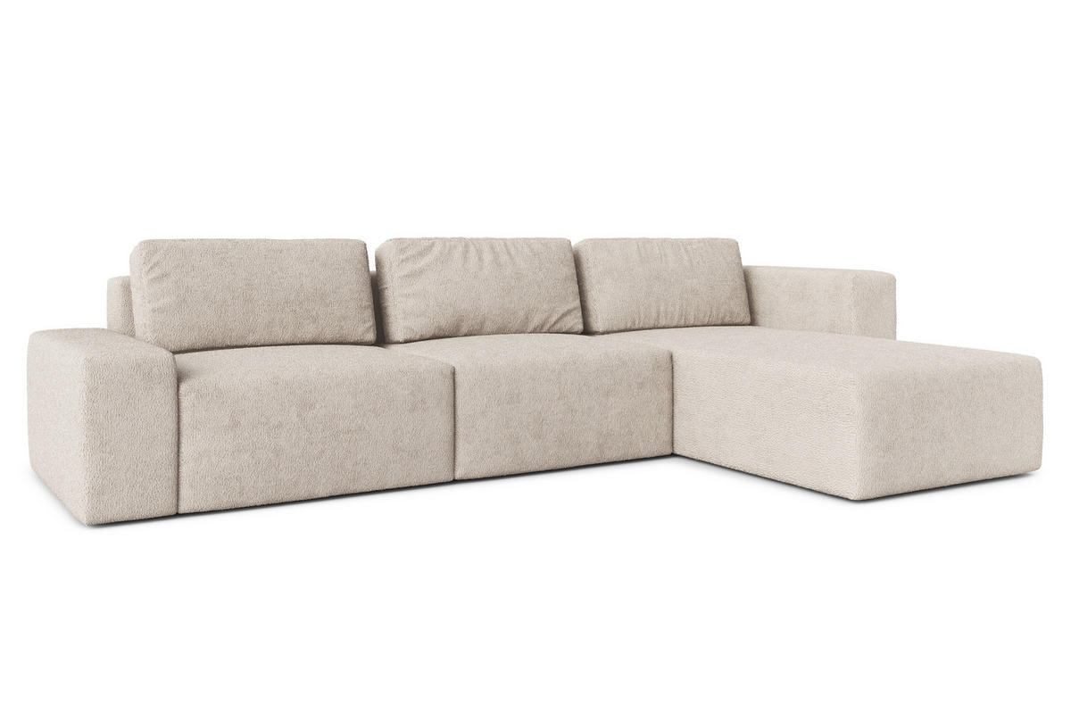 ECKSOFA L Form Arkleton Beige 360/180/93 cm Rechts Bequem & Modern - Creme/Schwarz, Kunststoff/Textil (360/180cm) - AX Living