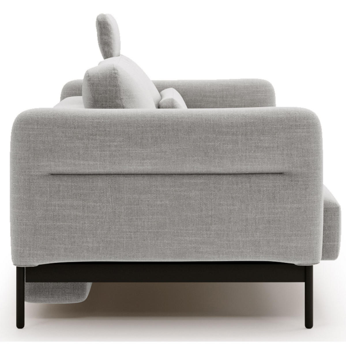 3-SITZER-SOFA Solianero Hellgrau 223 cm - Hellgrau/Schwarz, Textil/Metall (223/95/96cm) - Selsey