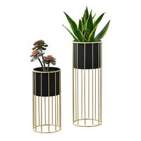 PFLANZENSTÄNDER-SET 2 TLG. Mortsel - Goldfarben/Schwarz, Metall (25/70/25cm) - [en.casa]